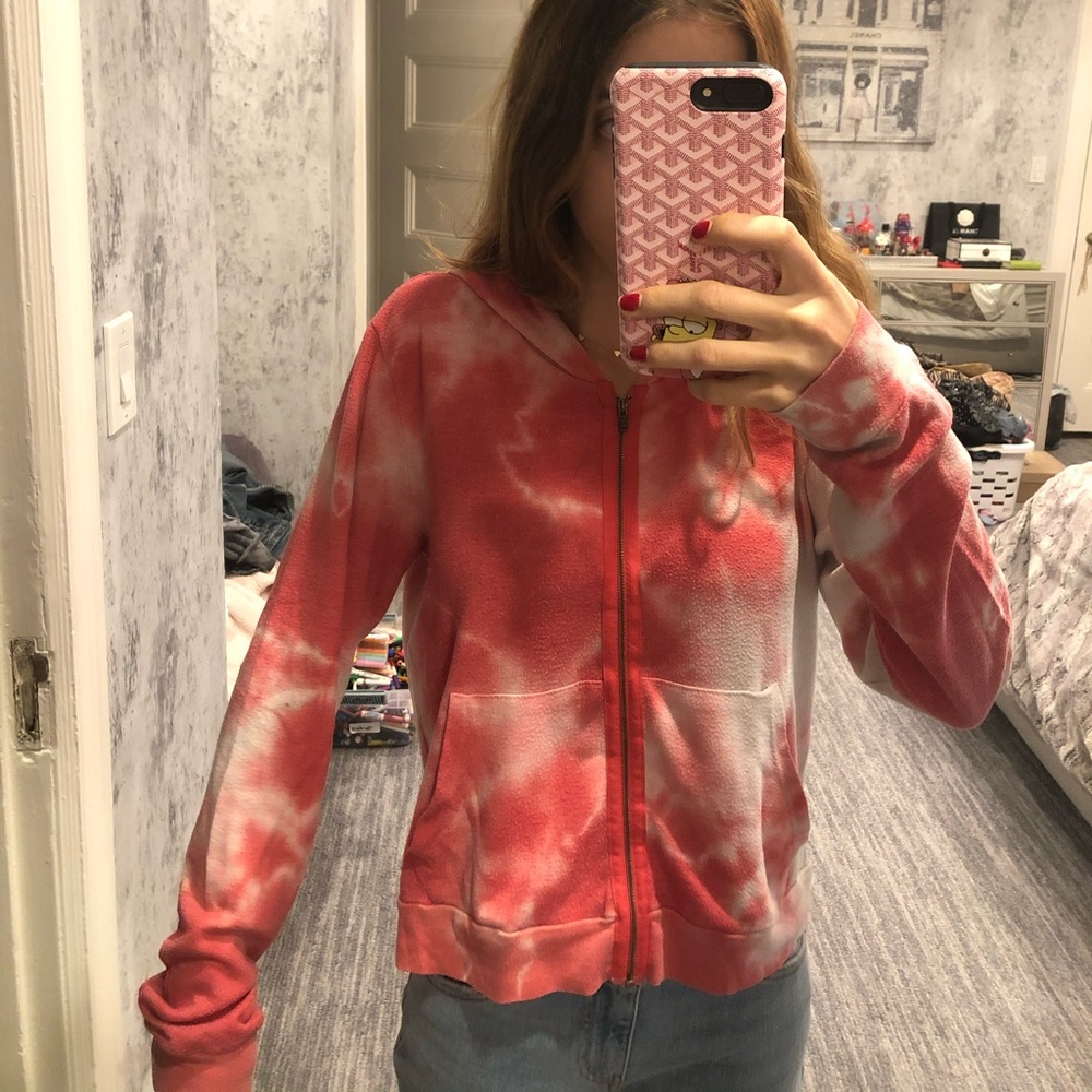 Vintage Havana tie dye zip up hooded sweatshirt